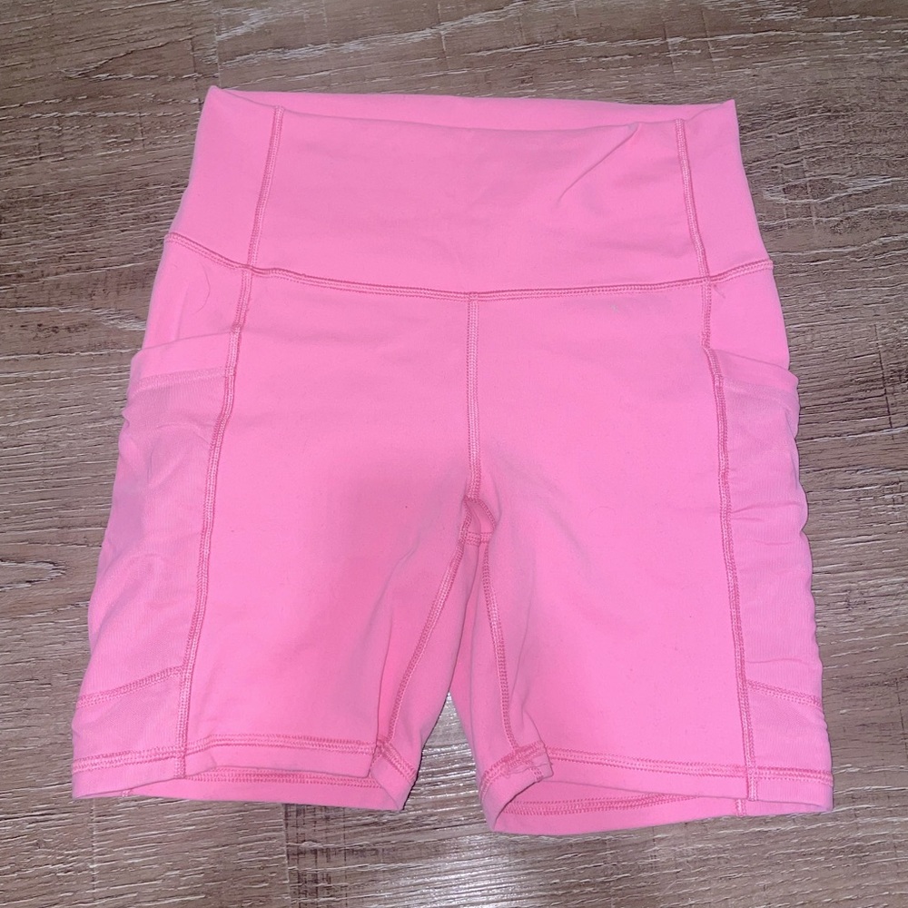 Pink Fabletics On-The-Go Powerhold Biker Shorts